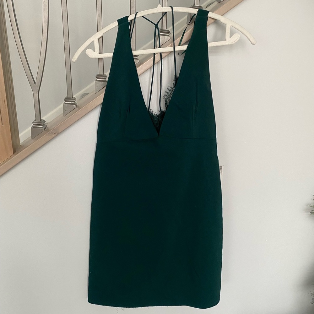 NWT Zara dark green lace mini dress